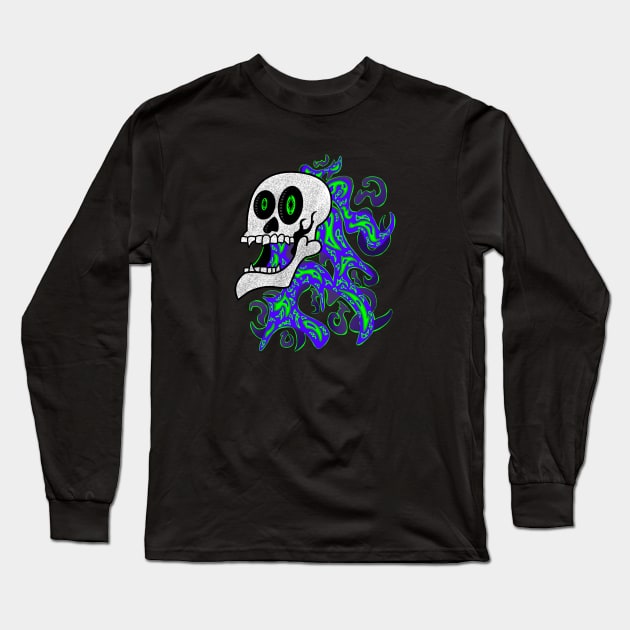 Screaming, Flying Skull Long Sleeve T-Shirt by mm92
